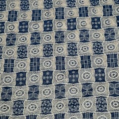 Blue Colour Denim Cutwork Embroidered Fabric