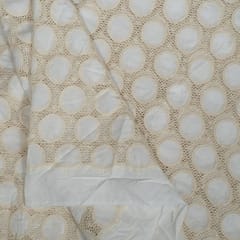 White Colour Cotton Cutwork Embroidered Fabric