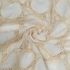 White Colour Cotton Cutwork Embroidered Fabric