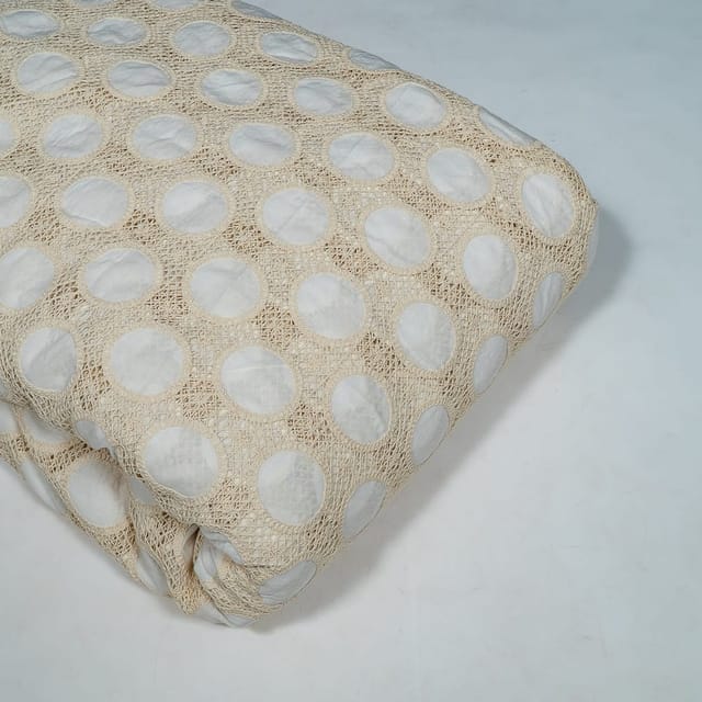 White Colour Cotton Cutwork Embroidered Fabric