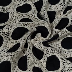 Black Colour Cotton Cutwork Embroidered Fabric