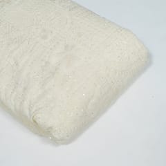 Off White Colour Georgette Embroidered Fabric