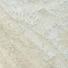 Off White Colour Georgette Embroidered Fabric