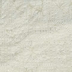 Off White Colour Georgette Embroidered Fabric