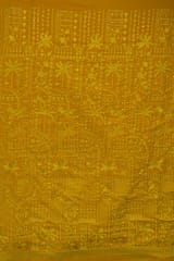 Mustard Colour Georgette Embroidered Fabric