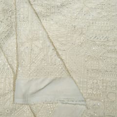 Off White Colour Georgette Embroidered Fabric