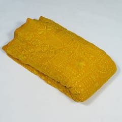 Mustard Colour Georgette Embroidered Fabric