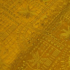 Mustard Colour Georgette Embroidered Fabric