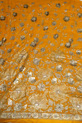 Mustard Colour Georgette Embroidered Fabric