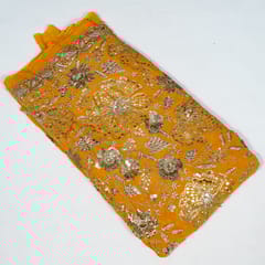 Mustard Colour Georgette Embroidered Fabric
