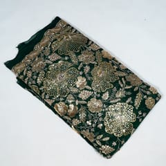 Bottle Green Colour Georgette Embroidered Fabric