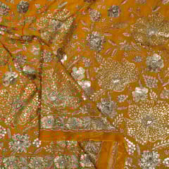 Mustard Colour Georgette Embroidered Fabric