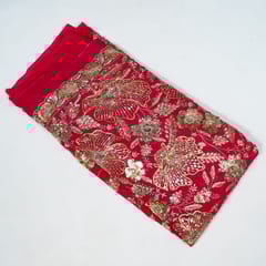 Majenta Colour Georgette Embroidered Fabric