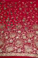 Majenta Colour Georgette Embroidered Fabric