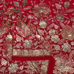 Majenta Colour Georgette Embroidered Fabric