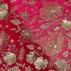 Majenta Colour Georgette Embroidered Fabric