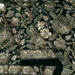 Bottle Green Colour Georgette Embroidered Fabric