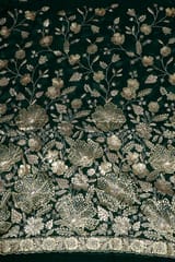 Bottle Green Colour Georgette Embroidered Fabric