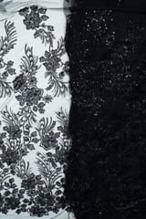 Black Colour Imported Net Embroidered Fabric