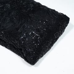Black Colour Imported Net Embroidered Fabric