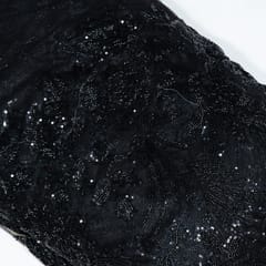 Black Colour Imported Net Embroidered Fabric