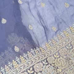 Purple Colour Georgette Embroidered Fabric