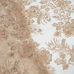 Gold Colour Imported Net Embroidered Fabric