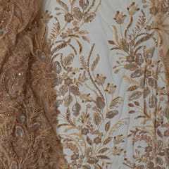 Gold Colour Imported Net Embroidered Fabric
