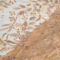 Gold Colour Imported Net Embroidered Fabric