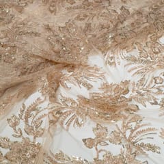 Gold Colour Imported Net Embroidered Fabric