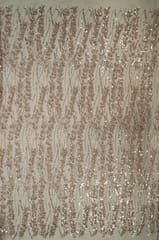 Onion Pink Colour Net Embroidered Fabric