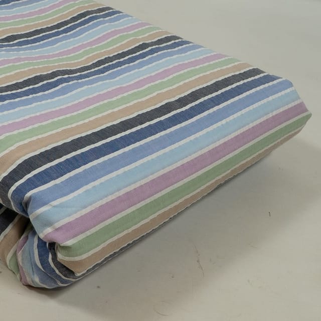 Blue Colour Seersucker Stripes Fabric
