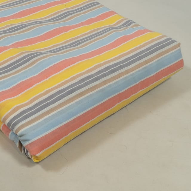 Sky Blue Colour Cotton Seersucker Stripes Fabric i