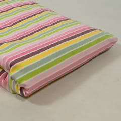 Pink Colour Cotton Seersucker Stripes Fabric