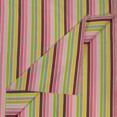 Pink Colour Cotton Seersucker Stripes Fabric