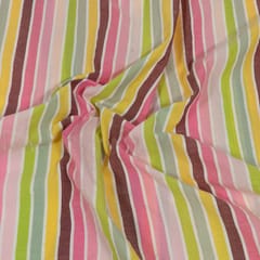 Pink Colour Cotton Seersucker Stripes Fabric
