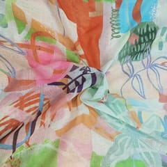 Poly Linen Printed fabric