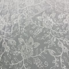 White dyeable georgette embroidery fabric