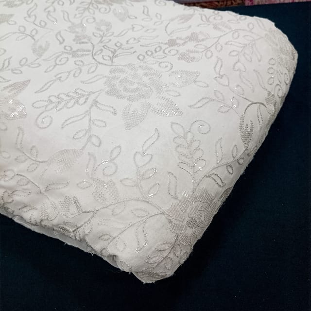 White dyeable georgette embroidery fabric