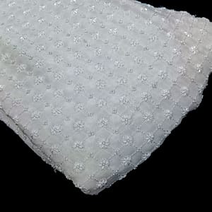 White dyeable georgette embroidery fabric