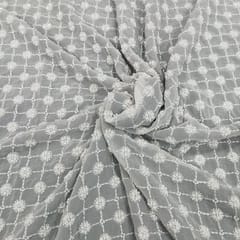 White dyeable georgette embroidery fabric