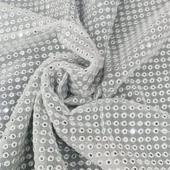 White dyeable georgette embroidery fabric