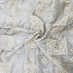 White dyeable georgette embroidery fabric