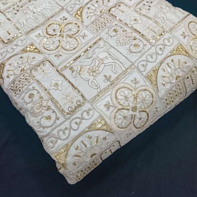 White dyeable georgette embroidery fabric