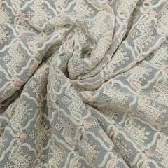 White dyeable georgette embroidery fabric