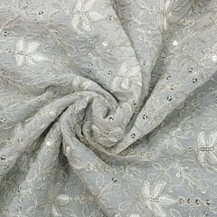 White dyeable georgette embroidery fabric