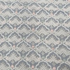 White dyeable georgette embroidery fabric