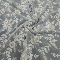 White dyeable georgette embroidery fabric