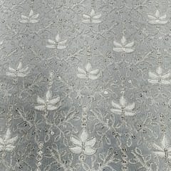 White dyeable georgette embroidery fabric