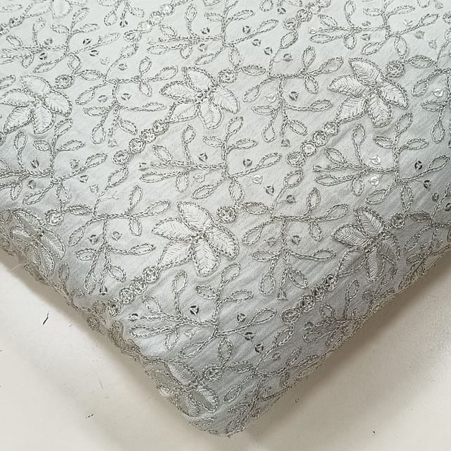 White dyeable georgette embroidery fabric